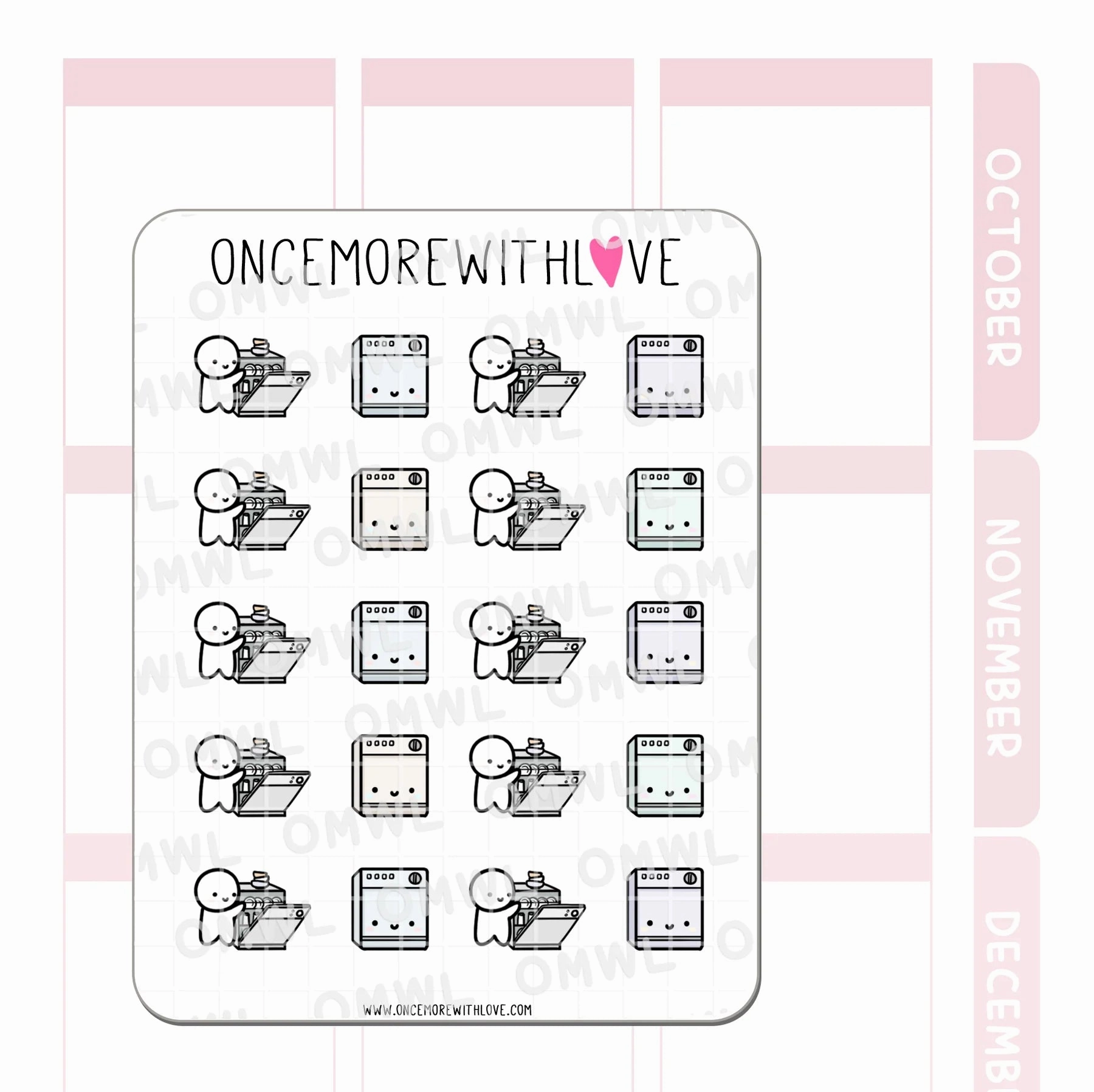 M1123 Dishwasher Sticker Sheet automatic sleek