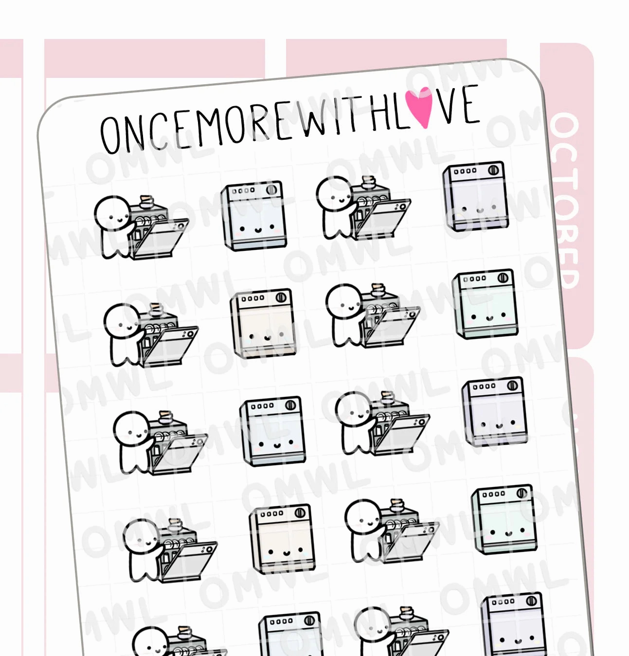 pastel tall M1123 Dishwasher Sticker Sheet
