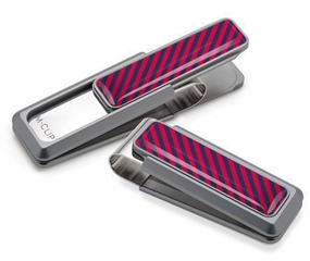 handy resin M-Clip Natural Uv2 W/Dark Blue & Red Money Clip