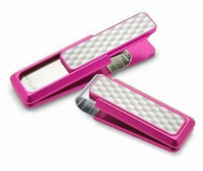 elegant M-Clip Pink Anodized White Golfball Money Clip