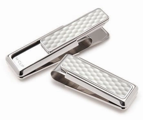 M-Clip Rhodium White White Golfball Money Clip wrapped