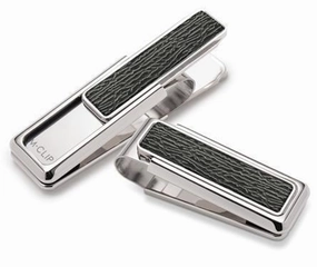 stackable M-Clip Rhodium With Black Shark Money Clip