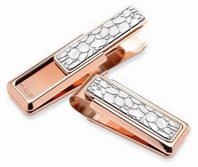 M-Clip Rose Gold W/Polished River Rock Money Clip manual bulk