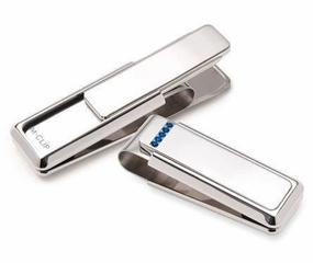 M-Clip Sapphire 5 Stone Setting Money Clip metal