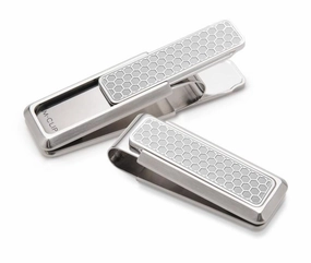 M-Clip Stainless Steel W/Brushed Honeycomb Money Clip rubber