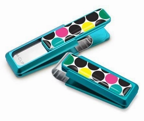 solid biodegradable M-Clip Teal W/Polka Dot Inlay Money Clip