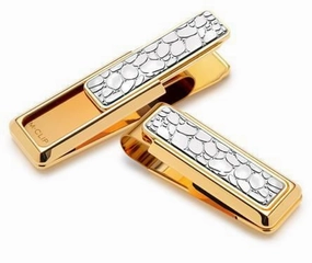 glass sealed M-Clip Yellow Gold With Polished River Rock Money Clip