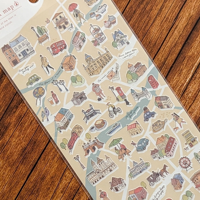 Machi Map Sticker Brown City organic
