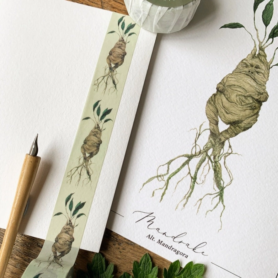 neutral refillable Magical Mandrake Herbology Washi Tape