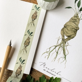 neutral refillable Magical Mandrake Herbology Washi Tape