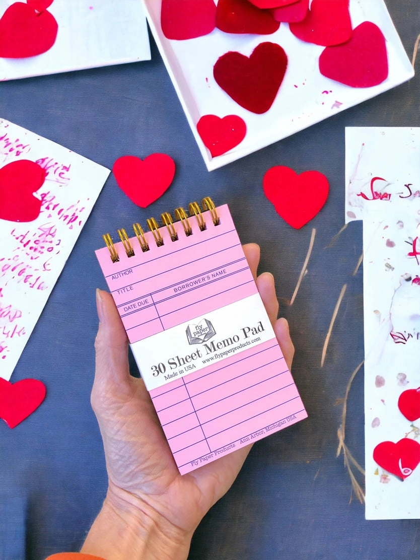 Pink Library Card Memo Pad matte resin