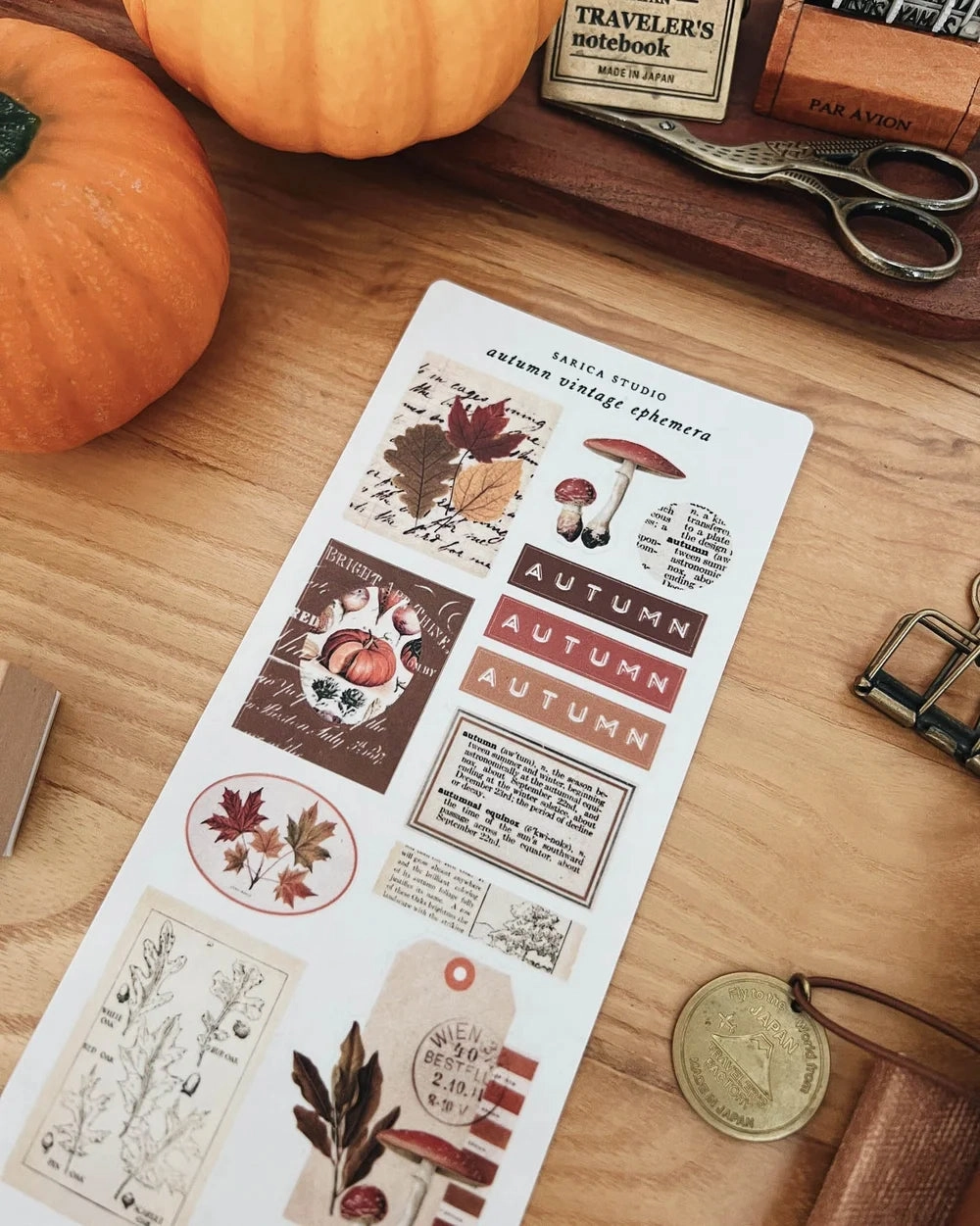 classic Sarica Studio Autumn Vintage Ephemera Stickers