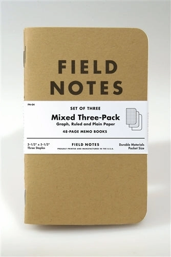 Field Notes Kraft Cover Mixed 3-Pack manual flat