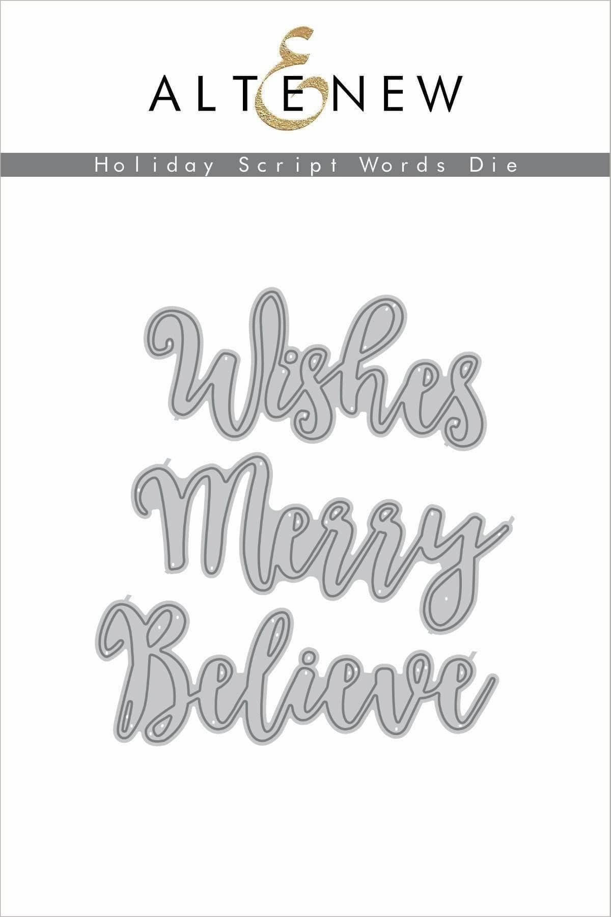 Holiday Script Words Die Set metallic