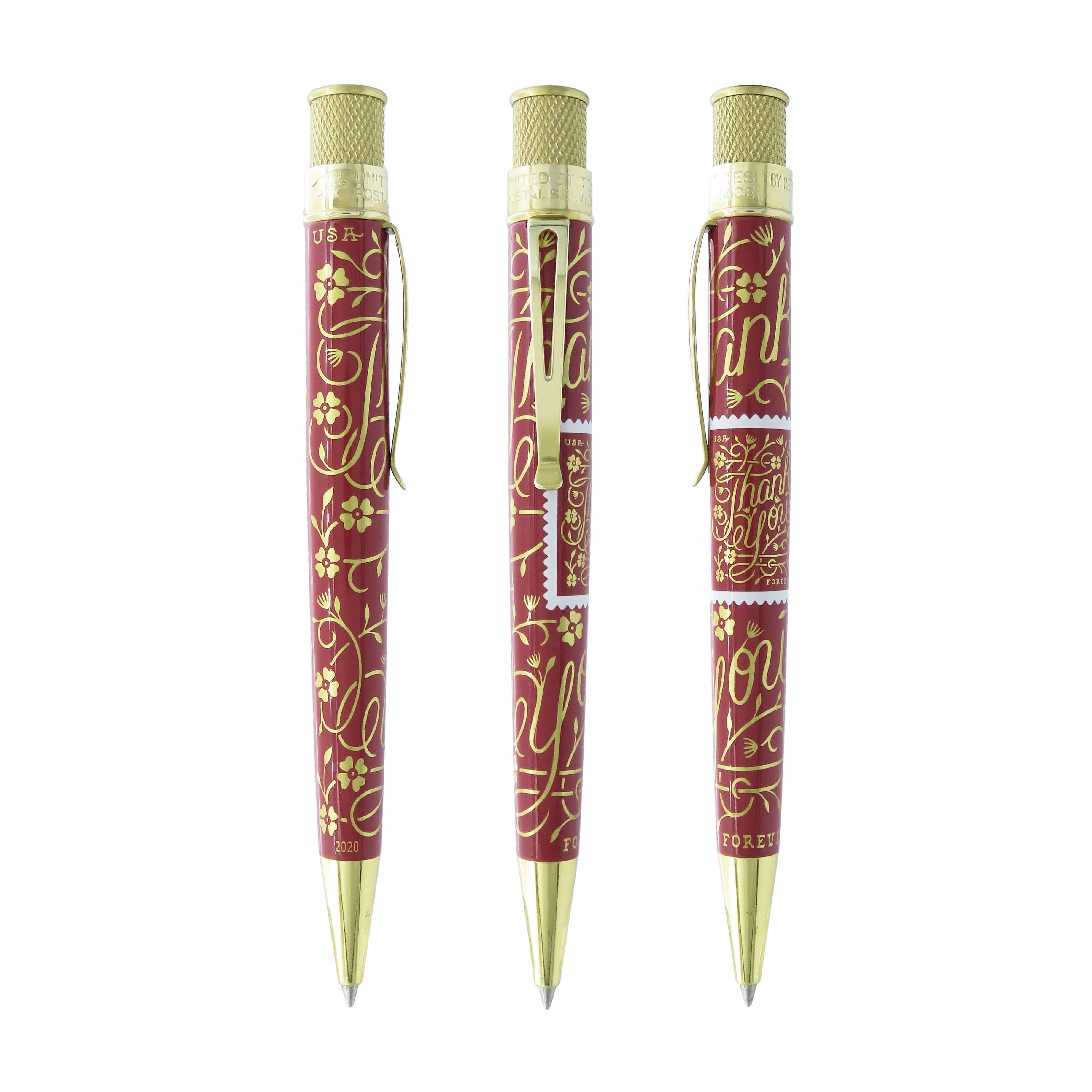 musthave single Retro 1951 Tornado U.S. Postal Service Thank You Soft Maroon Rollerball Pen