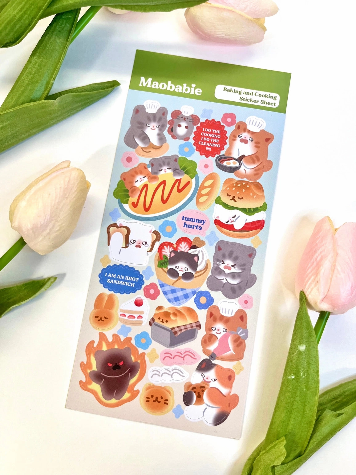 Maobabie Sticker Sheet - Cooking And Baking Kitties eco pastel
