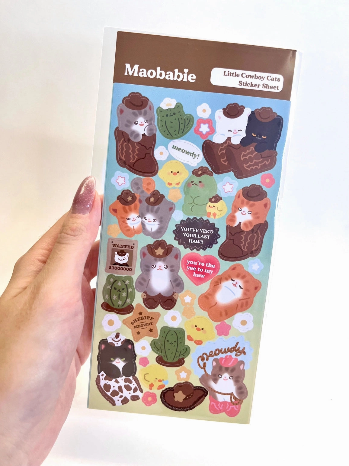 Maobabie Sticker Sheet - Little Cowboy Cats wholesale cool