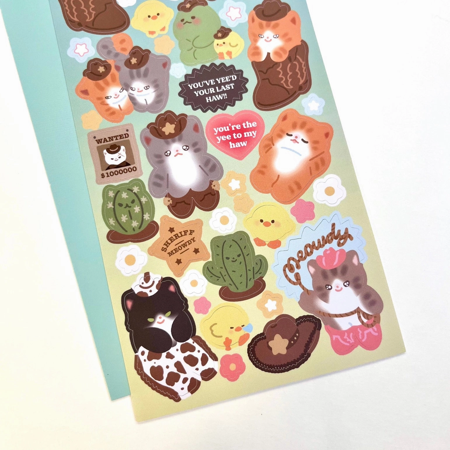 Maobabie Sticker Sheet - Little Cowboy Cats vivid