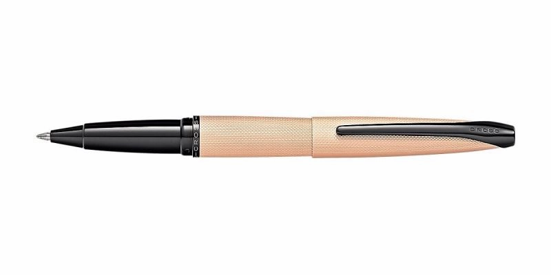 Cross Atx Brushed Rose Gold Pvd Diamond Pattern Rollerball Pen washable metallic