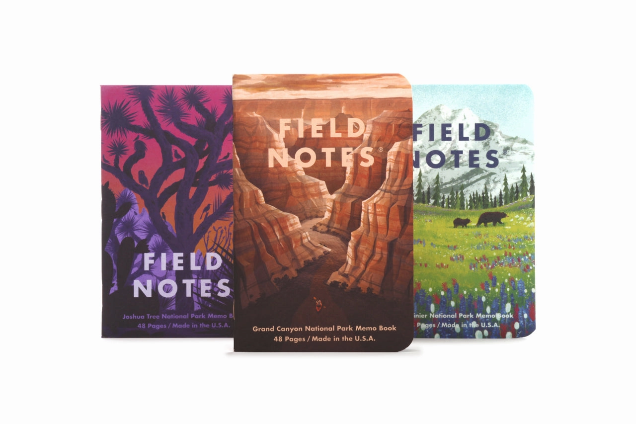 rugged biodegradable Field Notes National Parks Edition 3-Pack- Series A, B, C, D, E, Or F