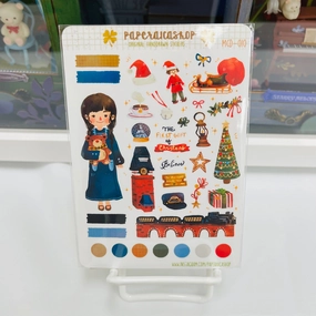 plastic retro Paperaicashop Christmas Girl Planner Sticker