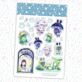 organic durable Sakuradragon Rain Spirits Sticker Sheet
