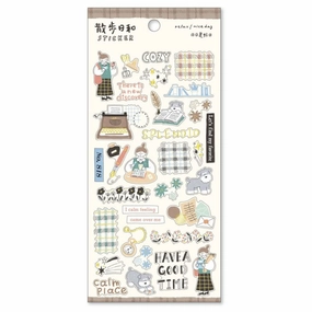 Walking Day Sticker Sheet - Going To The Stationery Store bright alloy