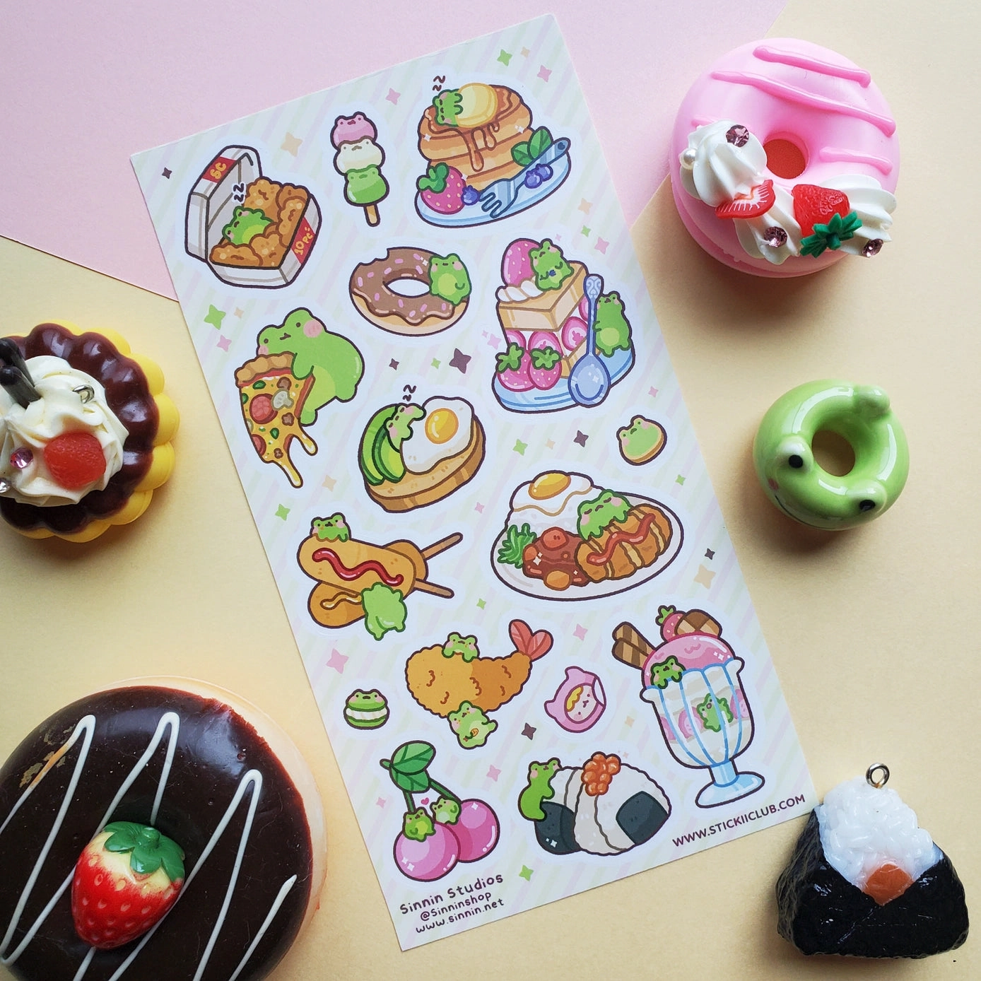 seasonal economical Foodie Frogs Sticker Sheet