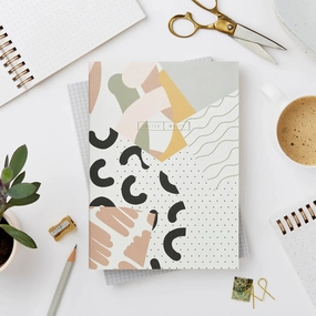retro basic Katie Leamon Wiro Collage Notebook - Blank And Dot Grid