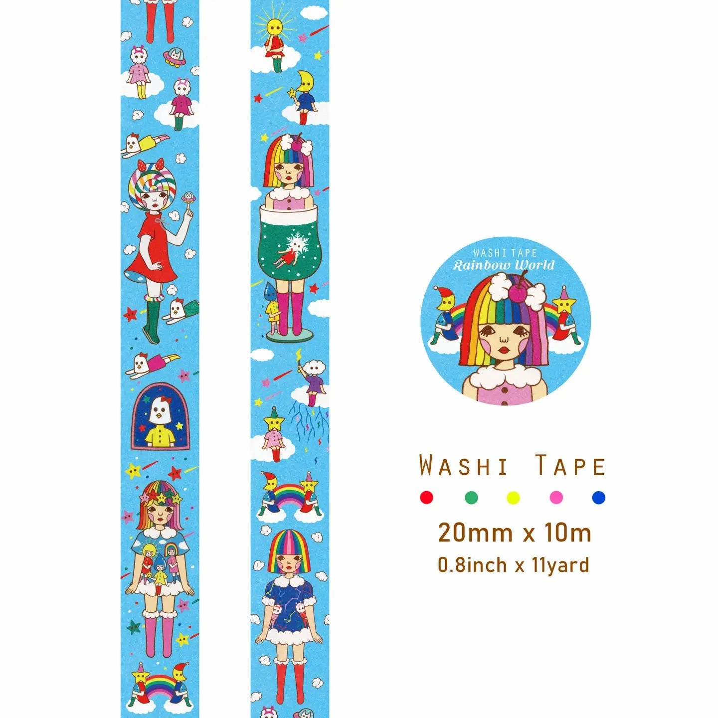 Rainbow World Washi Tape multipurpose sleek