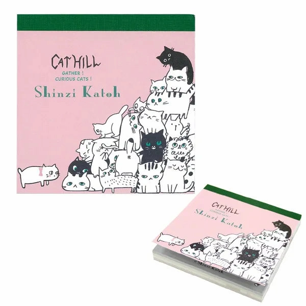 Shinzi Katoh Memo Pad - Cat Hill Pink latest steel