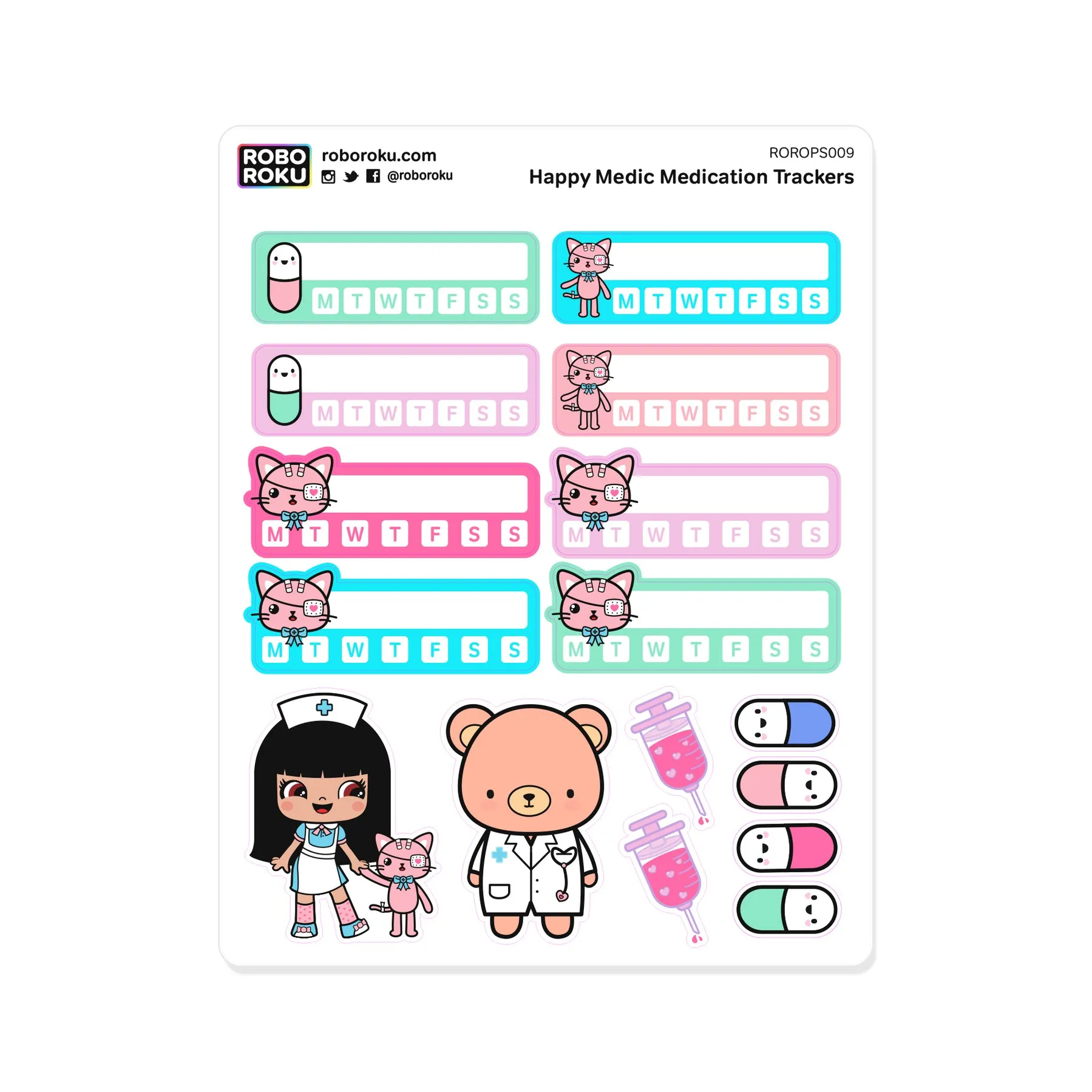 Medication Trackers Planner Stickers eco cool
