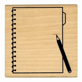 Memo & Pen Rubber Stamp elegant