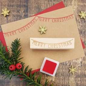 Merry Christmas Bunting Rubber Stamp plastic new