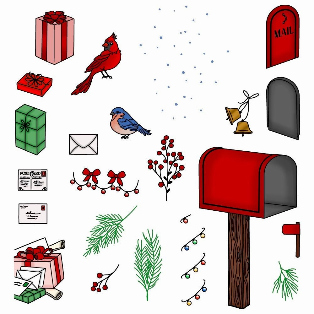 plastic wooden Merry Mail - 6X8 Stamp Set