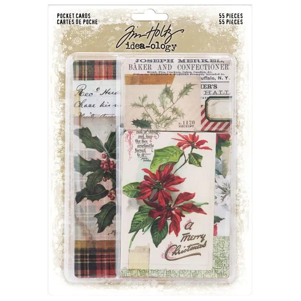Tim Holtz Ideaology Pocket Cards - Christmas Noel leather