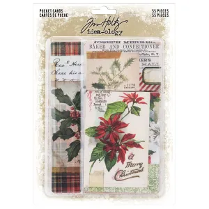 Tim Holtz Ideaology Pocket Cards - Christmas Noel leather