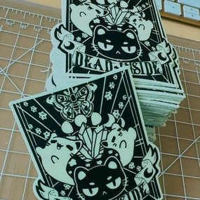 Dead Inside Glow In The Dark Kitty Vinyl Sticker metallic cotton