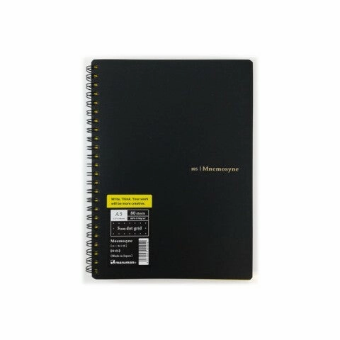 linen Mnemosyne Spiral Bound N105 A5 Dot Grid Notebook- 5.8X8.25 Inches