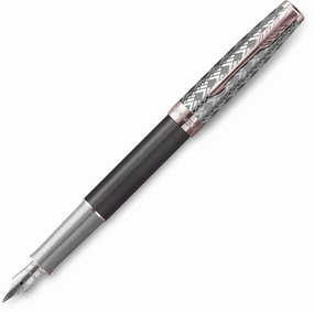 automatic cool Parker Sonnet Premium Metal & Grey 18Kt Fountain Pen