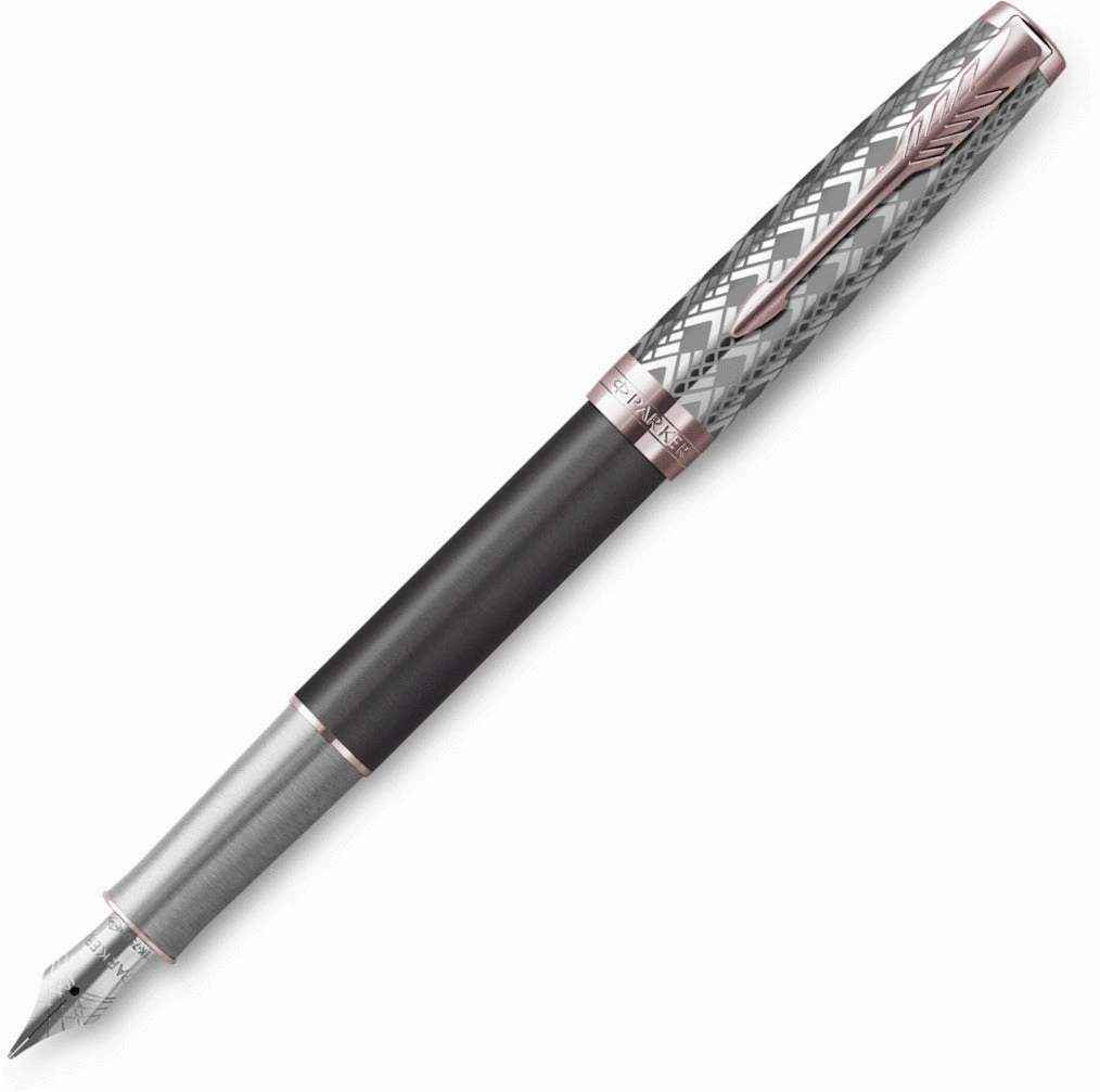 automatic cool Parker Sonnet Premium Metal & Grey 18Kt Fountain Pen