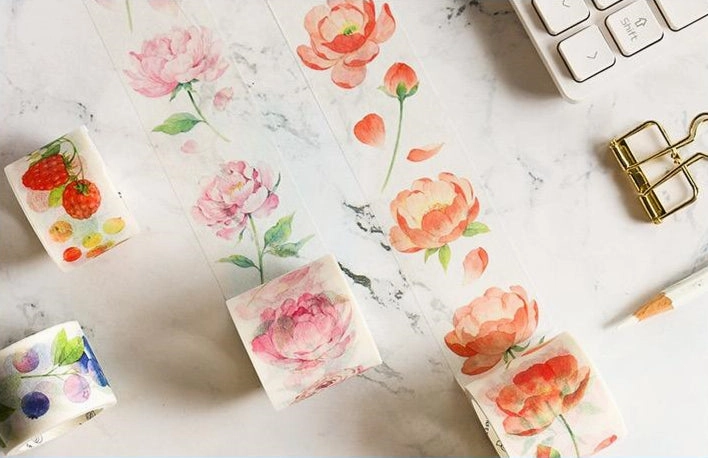 automatic lightweight Peonies Washi Tape