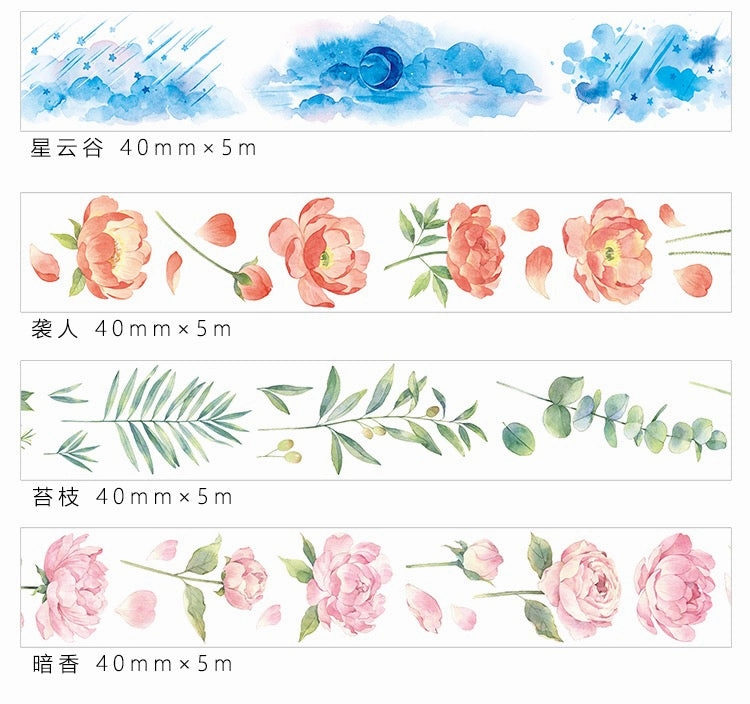 Peonies Washi Tape cotton