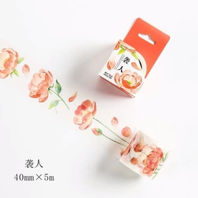 solid sturdy Peonies Washi Tape