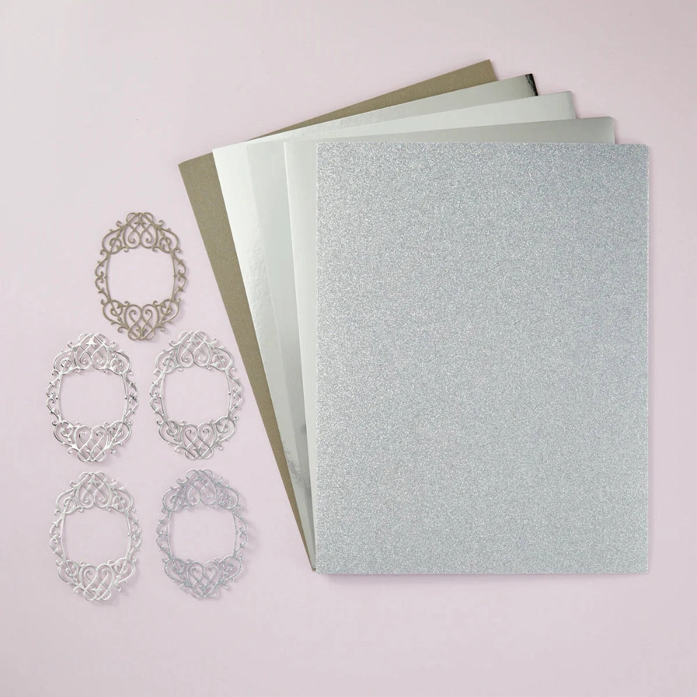 modern exclusive Spellbinders Silver Assortment Treasured Cardstock 8 1/2" X 11 - 15 Pack