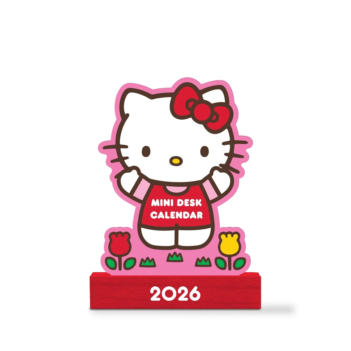 2026 Hello Kitty Playful Pink Mini Desk Calendar With Wood lasting special