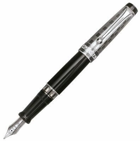 Aurora Optima Deco Sterling Silver Guilloche Fountain Pen adjustable