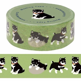 round Kuroshiba Dog Washi Tape