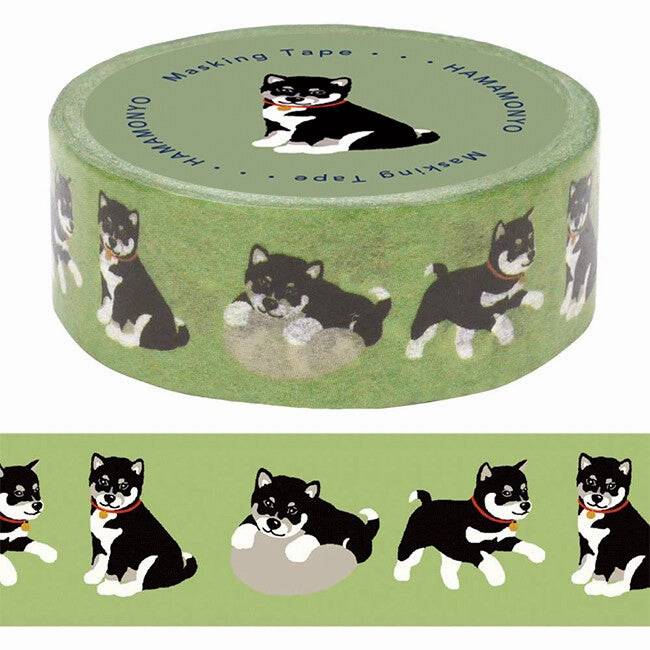 round Kuroshiba Dog Washi Tape