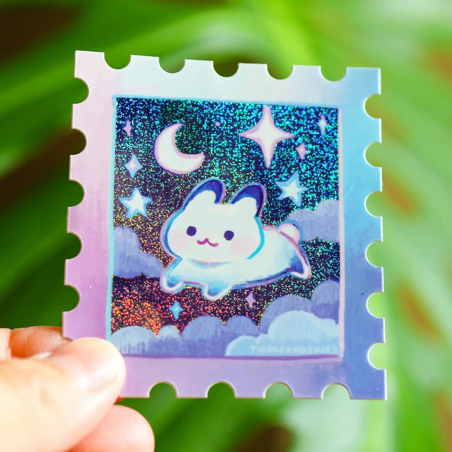 Starry Night And A Rabbit Stamp Vinyl Sticker pack